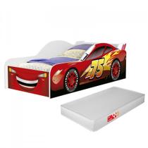 Cama Carro Infantil Mcqueen Vermelho com Colchão Menino Menina Casinha Grade Elegante Cercado Solteiro Crianças Caminha Boneca Cabana Resistente Bebê