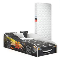 Cama Carro Infantil Para Quarto Menino Com Colchão E Proteção Lateral