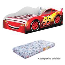 Cama Carro Infantil Relampago 95 Vermelho Com Colchão - JLB MOVEIS