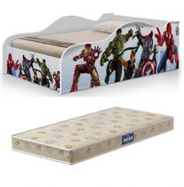 Cama Carro Infantil Vingadores Com Colchão D18 Infantil Estrutura MDF Com Proteção Cama Carro Infantil Vingadores Com Colchão D18 Infantil Estrutura MDF Com Proteção