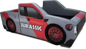 Cama Carro Jurassic solteiro estofada - cor cinza