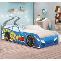 Cama Carro Kaboom Azul Solteiro Com Colchão Cama Carro Kaboom Azul Solteiro Com Colchão