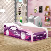 Cama Carro Menina Rosa Kids Solteiro