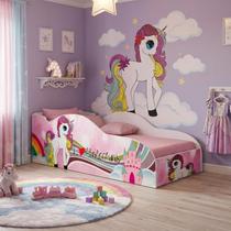 Cama Carro Mini Infantil Feminina Menina em MDF Adesivado Tematica Unicornio Personagens Divertidos Cama Carro Mini Infantil Feminina Menina em MDF Adesivado Tematica Unicornio Personagens Divertidos