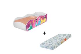 Cama carro móveis para quarto infantil proteção lateral 100% MDF crianças meninas + colchão - DULLAR Móveis