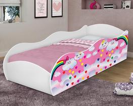 Cama Carro Quarto Infantil Em MDF Com Proteção Lateral Adesivada Personagem