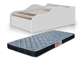 cama carro solteiro com proteção lateral branca com colchão solteiro - Mini Me Artigos