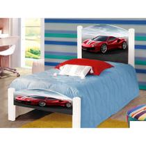 Cama Carro Solteiro Infantil Adesivada com Grade de Proteção Cama Carro Solteiro Infantil Adesivada com Grade de Proteção