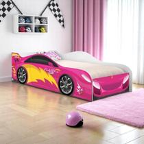 Cama Carro Solteiro Joy Menina Rosa Solteiro Com Colchão