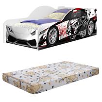 Cama Carro Stock Car Branco com Colchão