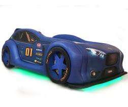 Cama Carro Zmax Racing solteiro com leds e banco traseiro totalmente estofada - cor azul Cama Carro Zmax Racing solteiro com leds e banco traseiro totalmente estofada - cor azul
