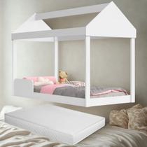 Cama Casa Castelo MDF Infantil Estilo Montessori Segura Durável Acompanha Colchão