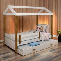 Cama Casa Elisa Branca Solteiro com Cama Auxiliar