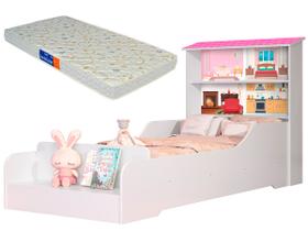 Cama Casa Infantil Princesa com Prateleiras e Colchão Cama Casa Infantil Princesa com Prateleiras e Colchão