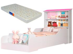 Cama Casa Infantil Princesa com Prateleiras e Colchão