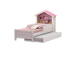 Cama Casa Princesa Com Auxiliar Branco/Rosa - Vitamov Cama Casa Princesa Com Auxiliar Branco/Rosa - Vitamov