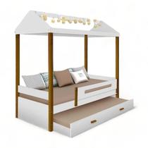 Cama Casa Sara Branca com Auxiliar e LED Cama Casa Sara Branca com Auxiliar e LED