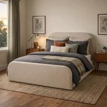 Cama Casal 1.40m Estofada Valentina Moderna Linha Alta Para Quarto