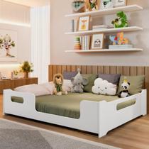 Cama Casal 100% MDF Grade Proteção Resistente Durabilidade Ripas Madeira Maciça