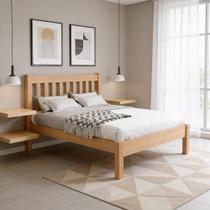 Cama Casal 140cm Beatrice B07 em Madeira Maciça Mel Lyam Decor Cama Casal 140cm Beatrice B07 em Madeira Maciça Mel Lyam Decor