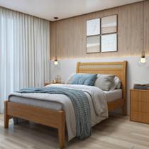 Cama Casal 140cm Madeira Maciça Ratan Esmeralda