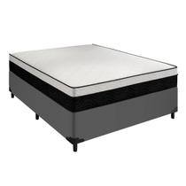 Cama Casal Arezzo Black White e Box Cinza Portobel Cama Casal Arezzo Black White e Box Cinza Portobel