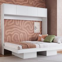 Cama Casal Articulável Horizontal com Portas 140 Hanover Branco