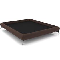 Cama Casal Base Box Pés de Ferro Estilo Industrial 156cm Otto P05 Veludo Marrom - Lyam Decor