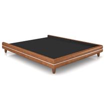 Cama Casal Base Box Pés Madeira 140cm Suném P05 material sintético Whisky Bouclê Cru - Lyam Decor