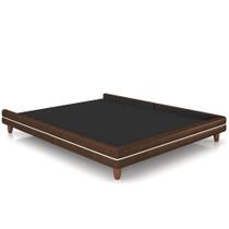 Cama Casal Base Box Pés Madeira 160cm Suném P05 material sintético Marrom - Lyam Decor