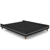 Cama Casal Base Box Pés Madeira 160cm Suném P05 material sintético Preto - Lyam Decor Cama Casal Base Box Pés Madeira 160cm Suném P05 material sintético Preto - Lyam Decor