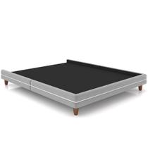 Cama Casal Base Box Pés Madeira 168cm Suném P05 Veludo Cinza - Lyam Decor Cama Casal Base Box Pés Madeira 168cm Suném P05 Veludo Cinza - Lyam Decor