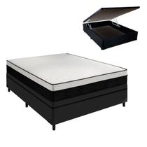 Cama Casal Baú Preta Arezzo Black Molas Ensacadas Portobel Cama Casal Baú Preta Arezzo Black Molas Ensacadas Portobel