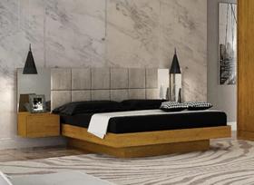 Cama Casal Braga Estofada Com Espelho 2 Mesas de Cabeceiras