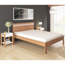 Cama Casal CM8009 E 02 Mesas De Cabeceira AZ1016 QT10 Amendoa Branco Tecno Mobili
