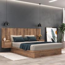 Cama Casal com Cabeceira 2 Mesa de Cabeceira 2 Gavetas 8292