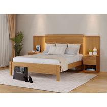 Cama Casal com Cabeceira e 2 Mesas de Cabeceira 100% MDF Granada Marrom/Freijó Cama Casal com Cabeceira e 2 Mesas de Cabeceira 100% MDF Granada Marrom/Freijó