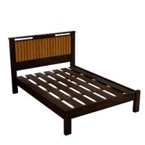 Cama Casal com Painel Aveludado Marbella Mocaccino Naturale