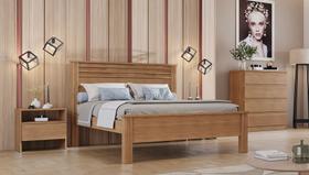 Cama Casal com Painel Ripado - Verona-Cumaru - Móveis Novo Horizonte