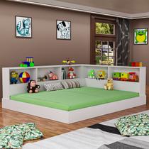 Cama Casal de Chão Infantil Com Estante Prateleira 100% MDF