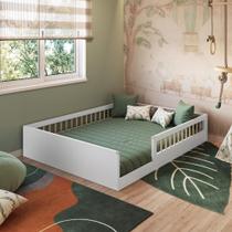 Cama Casal de Chão Infantil Montessoriana Menino Menina 195cm com Grade de Proteção