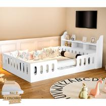 Cama Casal Design Montessoriana Helo com Nicho e Colchão D28 Branca - Divaloto Móveis Cama Casal Design Montessoriana Helo com Nicho e Colchão D28 Branca - Divaloto Móveis
