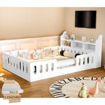 Cama Casal Design Montessoriana Helo com Nicho e Colchão D28 Branca - Divaloto Móveis Cama Casal Design Montessoriana Helo com Nicho e Colchão D28 Branca - Divaloto Móveis