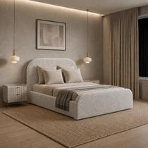 Cama Casal Elegante Requinte Quarto Moderno Minimalista Cor:Boucle Cinza Cama Casal Elegante Requinte Quarto Moderno Minimalista Cor:Boucle Cinza