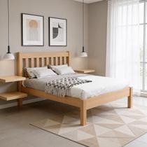 Cama Casal Em Madeira Maciça Cabeceira Ripada 160cm Beatrice B07 Mel - Lyam Decor