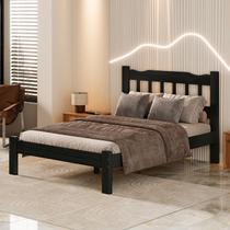 Cama Casal Em Madeira Maciça Perola Reforçada Preto