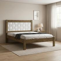 Cama Casal em MDF com Cabeceira Entrelaçada Laila Jequitiba/Off White Marrom Cama Casal em MDF com Cabeceira Entrelaçada Laila Jequitiba/Off White Marrom