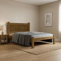 Cama Casal em MDF Prisma 100% MDF Jequitibá/Off White Marrom