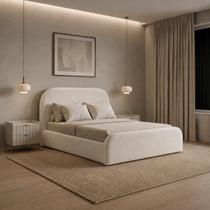 Cama Casal Em Promoção Desing Moderno Quarto De Luxo Cor:Linho Off White Cama Casal Em Promoção Desing Moderno Quarto De Luxo Cor:Linho Off White