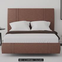Cama Casal Flutuante 138cm Cabeceira Romana Sintético Terracota D'Rossi